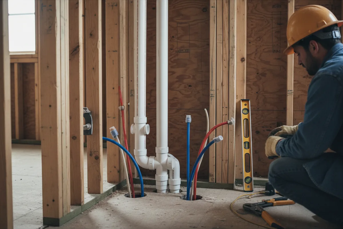 Drain and supply rough-in during Leak Detection in Ardsley